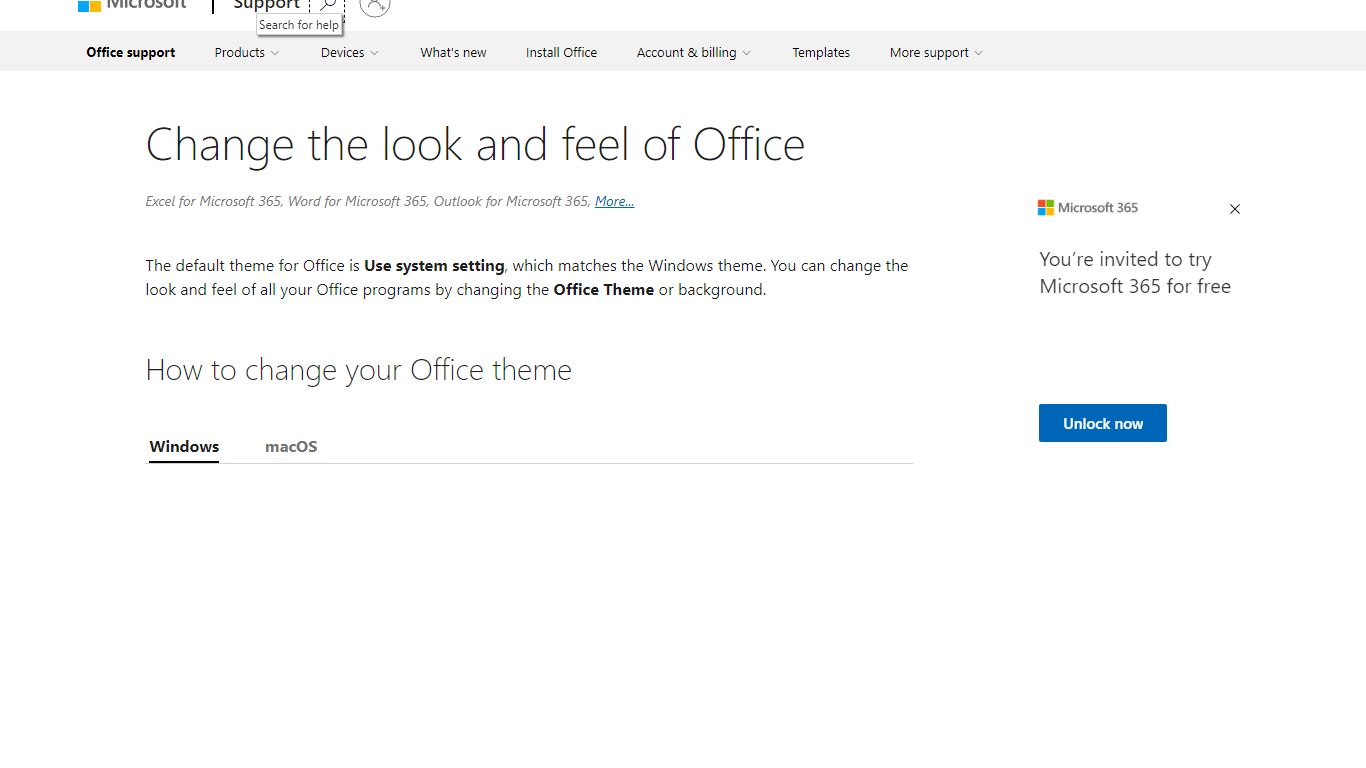 Change the look and feel of Office - support.microsoft.com